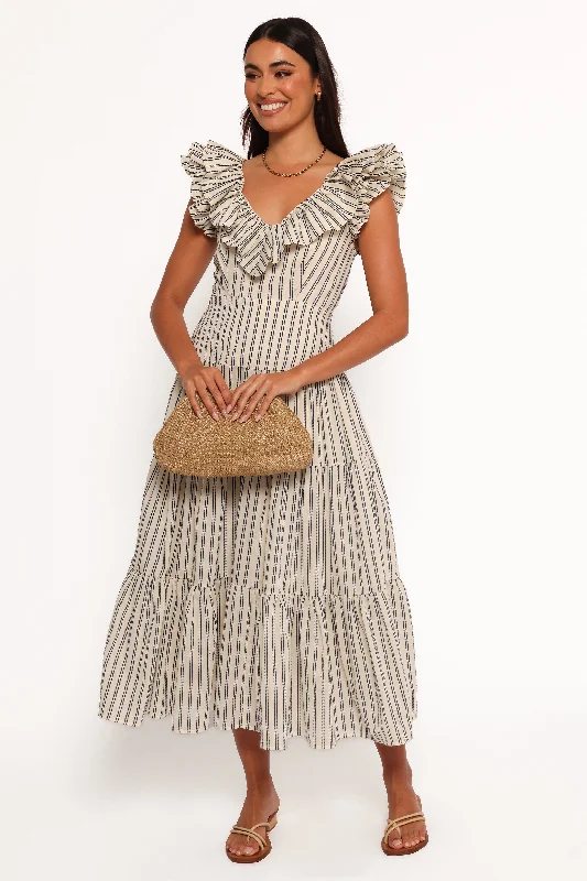 Massive Price Cuts!Bobbie Midi Dress - Neutral Stripe