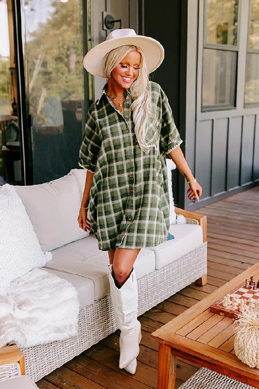 Special Discounts Inside!Bonfire Ready Plaid Mini Dress