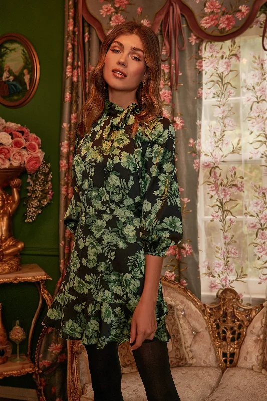Your Dream Deal is Here!Botanica Tie Neck Ruffle Hem Dress