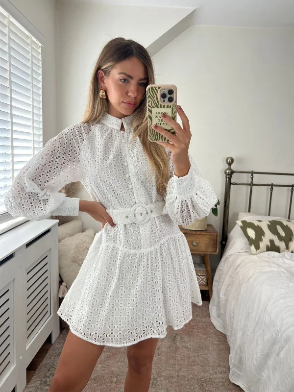 Flash Deals – Act Quickly!Carmen Broderie Mini Dress in White
