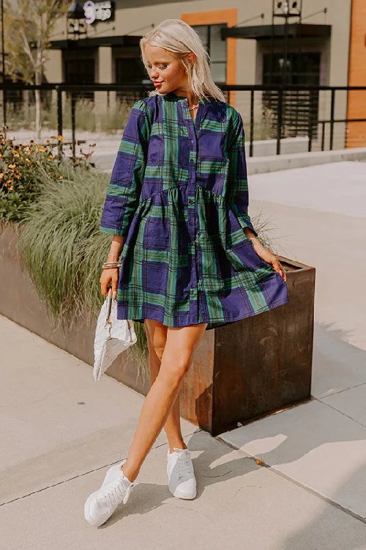 Don’t Wait – Shop Today!Chic Harvest Plaid Mini Dress in Green