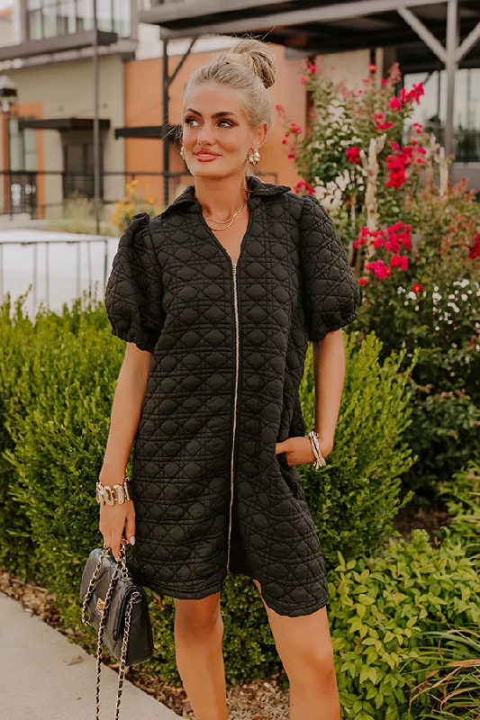 Incredible Savings Inside!Chic Lifestyle Quilted Mini Dress in Black