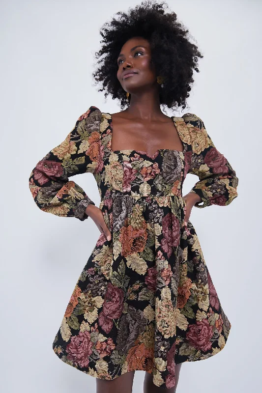 Save More When You Shop More!Chocolate Multi Fleur Dress
