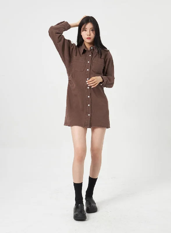 One Day Only – Huge Savings!Cotton Mini Shirt Dress OA312