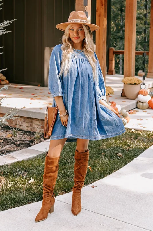 Limited Time Offer!Countryside Cutie Denim Mini Dress