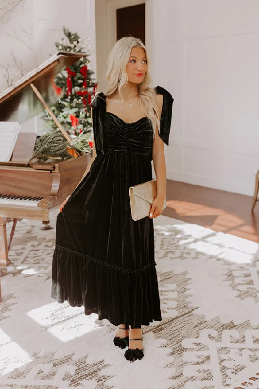 Save More Than Ever!Cranberry Martini Velvet Midi in Black
