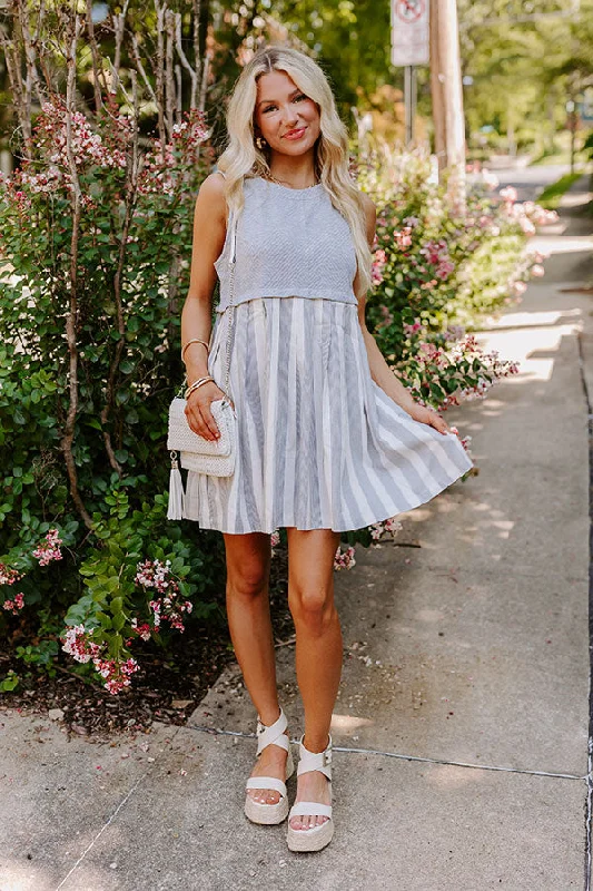 Exclusive Deals Just for You!Cute Smile Stripe Mini Dress in Grey