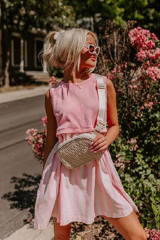 Flash Deals – Act Quickly!Cute Smile Stripe Mini Dress in Pink