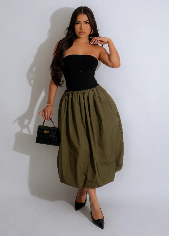 Huge Savings – Act Now!Dual Harmony Ribbed Midi Dress Green