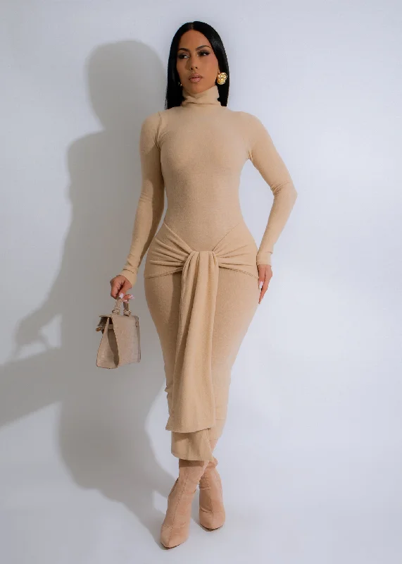 Amazing Prices You Can’t Resist!Endless Memories Sweater Midi Dress Nude