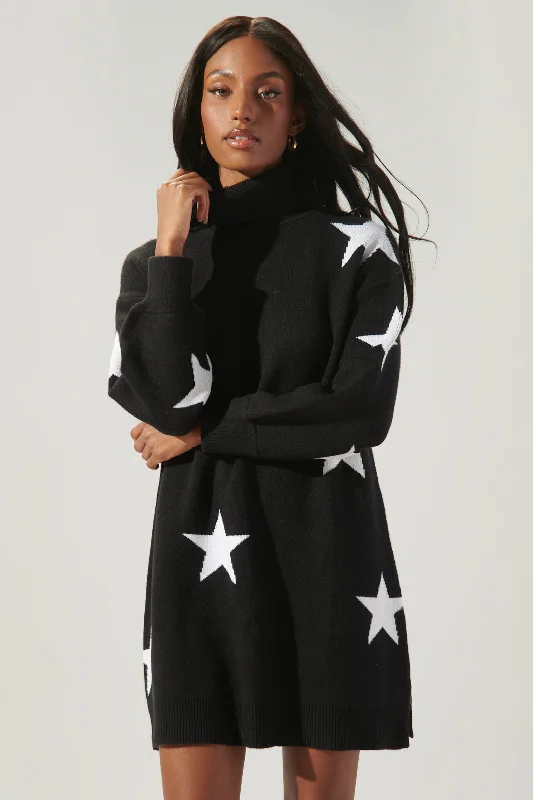 Save Money, Shop Happy!Estrella Star Turtleneck Sweater Dress