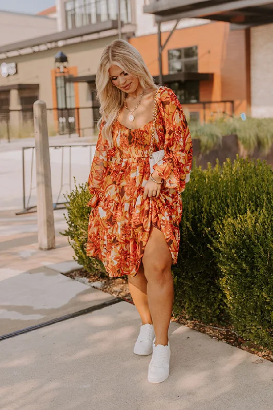 Your Shopping Spree Starts Here!Fall Foliage Smocked Mini Dress Curves