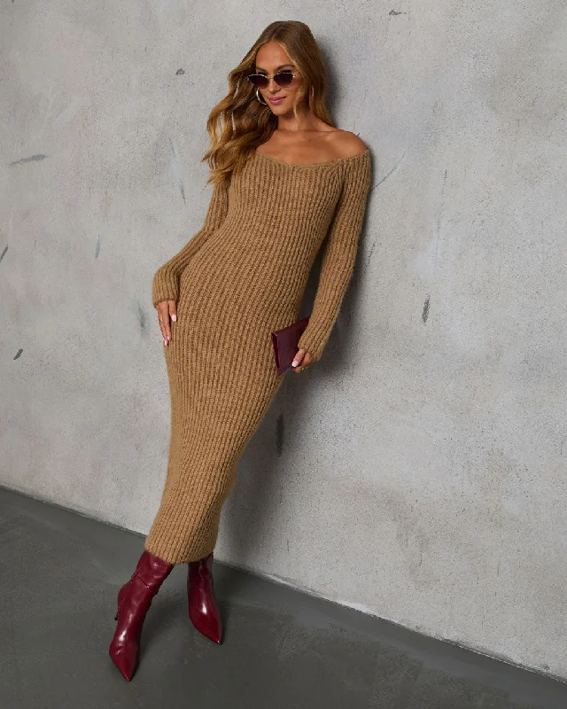 Crazy Discounts Inside!Fit Right In Off Shoulder Midi Sweater Dress