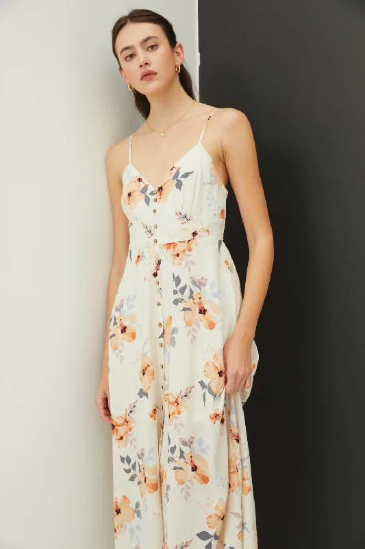 Best Deals Just for You!Floral Button Down Cami Midi Dress