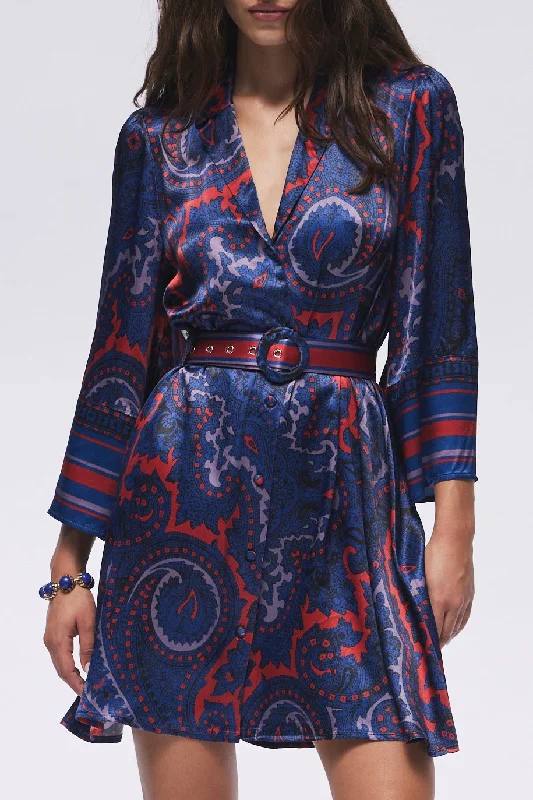 Huge Savings – Act Now!Gabriela Belted Mini Dress in Midnight Navy- FINAL SALE