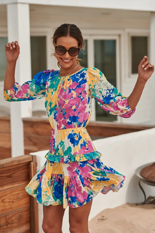 Everything Must Go!Gypsum Floral Print Heartfelt Ruffle Dress