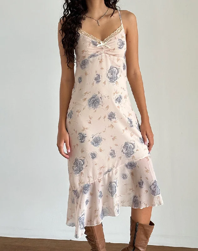 Your Wallet Will Thank You!Kamala Midi Dress in Wild Rose Blue
