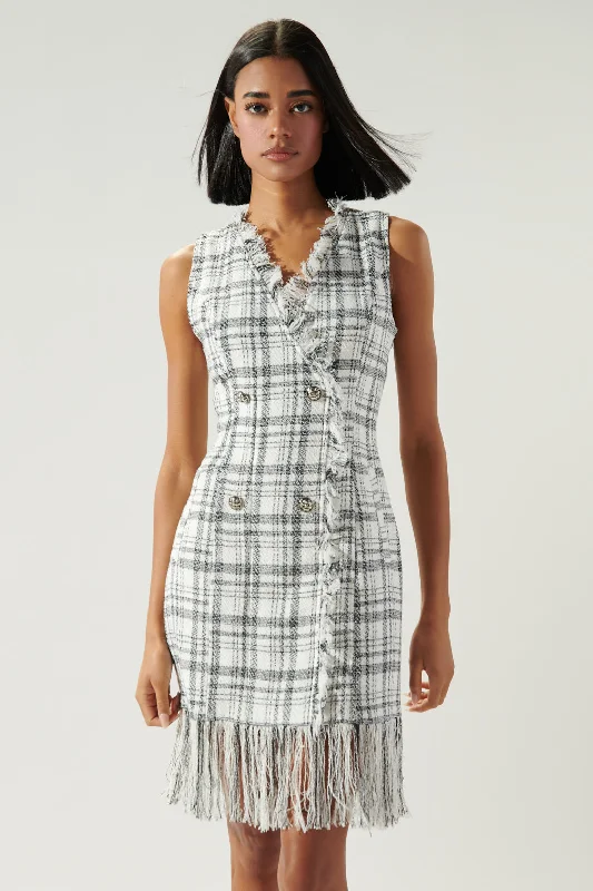 Flash Sale – Act Fast!Kamia Plaid Fringe Hem Tweed Dress