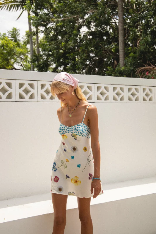 Your Chance to Save is Now!Love Language Bias Cut Mini Dress Floral