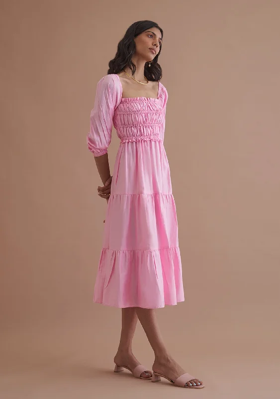 Steals and Deals Await!Casual Comfortable Midi Puff sleeves Dress
