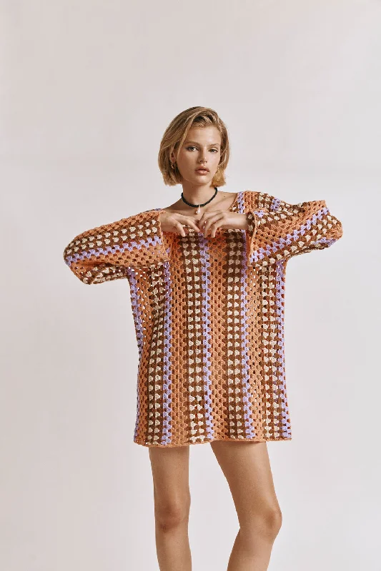 Shop More, Spend Less!Myra Crochet Mini Dress Apricot