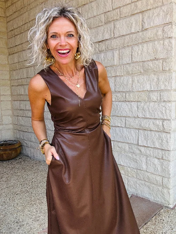Everything Must Go!Omaira Brown Leather Midi