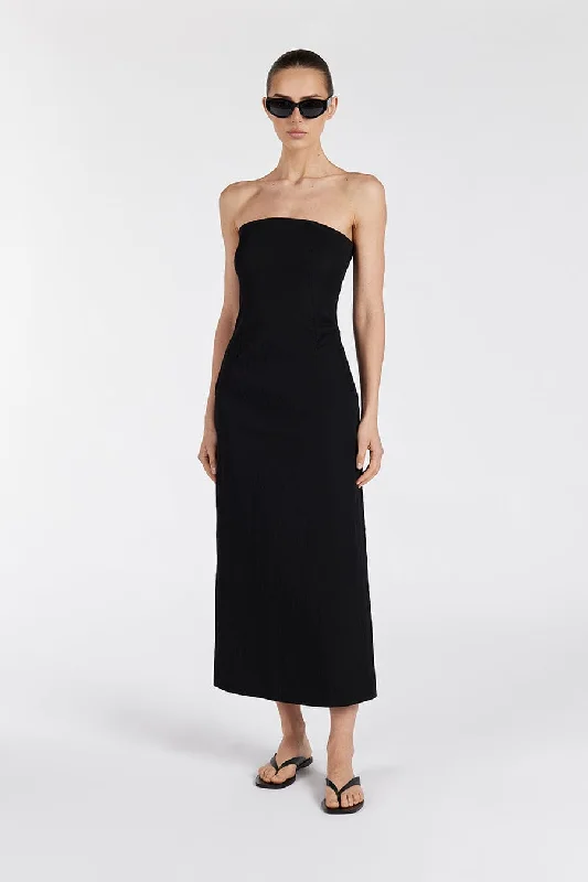 The Sale You’ve Been Waiting For!OPAL BLACK STRAPLESS MIDI DRESS