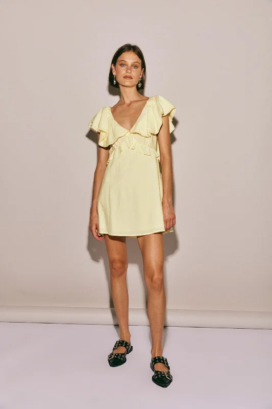 Get the Best for Less!Party Nights Frill Mini Dress Lemon