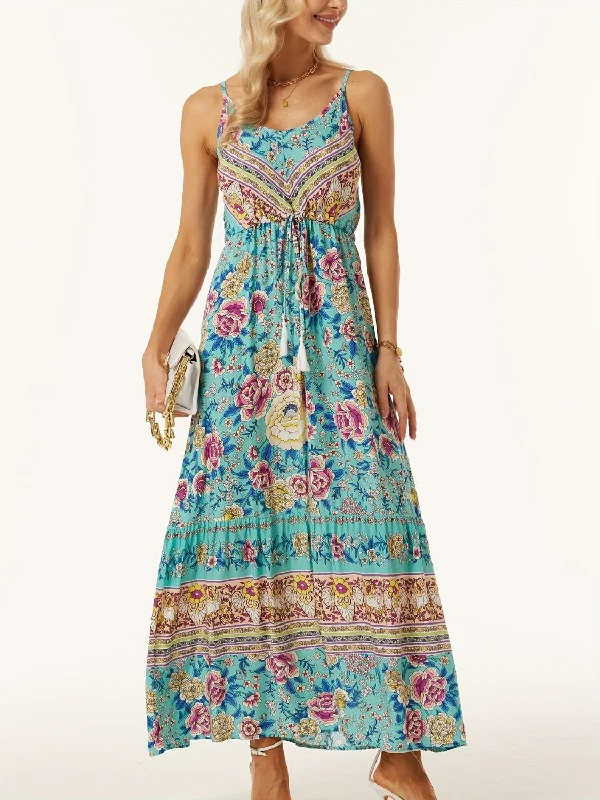 One Click Away from Big Savings!Printed Scoop Neck Midi Cami Dress