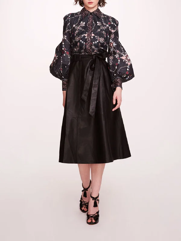 Buy One, Get One Free!Faux Leather Poplin Midi Dress