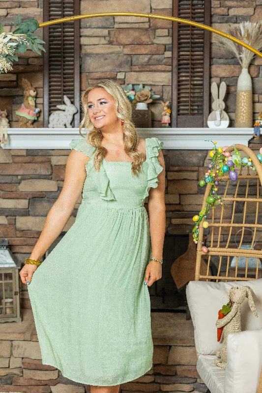 Save More Than Ever!Ruffles & Bows Woven Midi Easter Dress by She & Sky