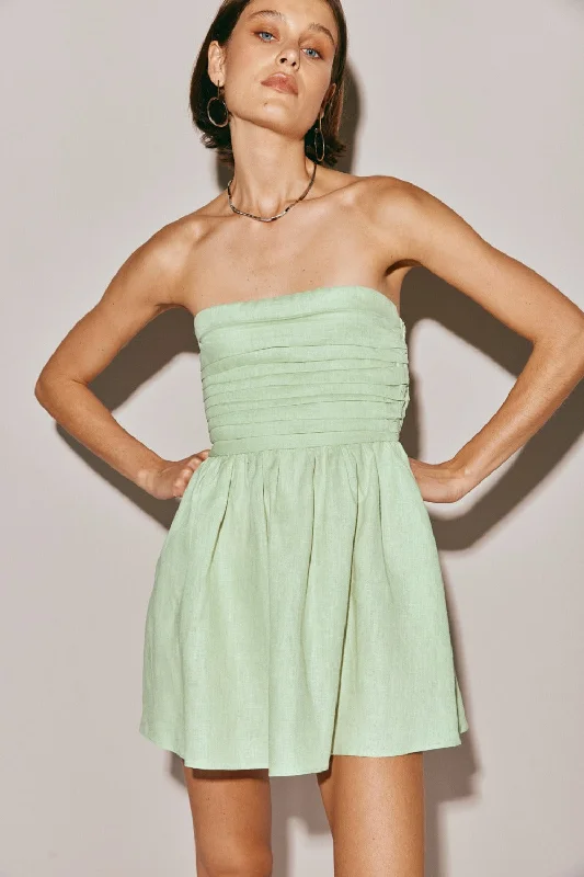 Steals and Deals Await!Saint Malo Linen Mini Dress Sage