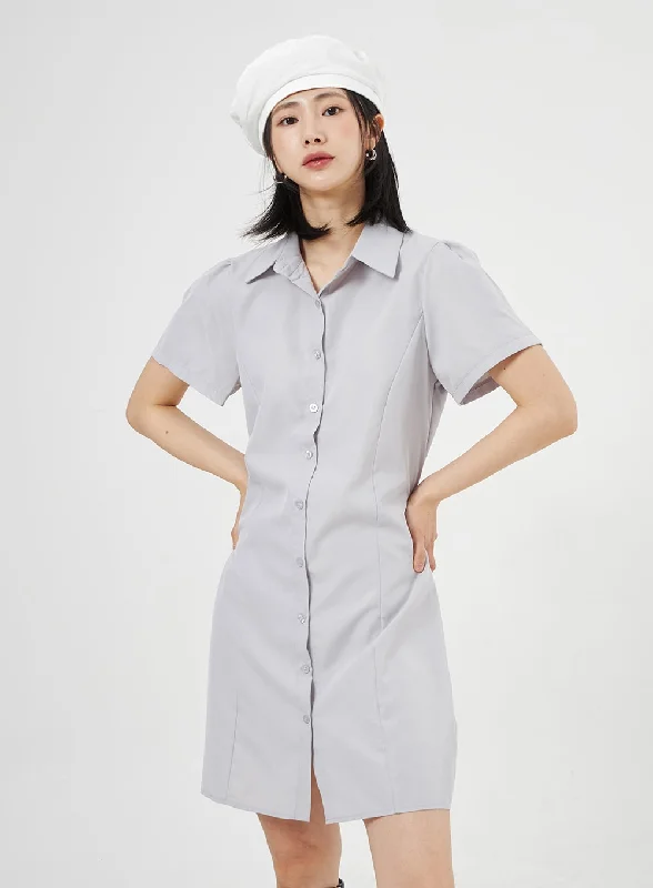 Limited Stock Available!Short Sleeve Shirt Dress OA307