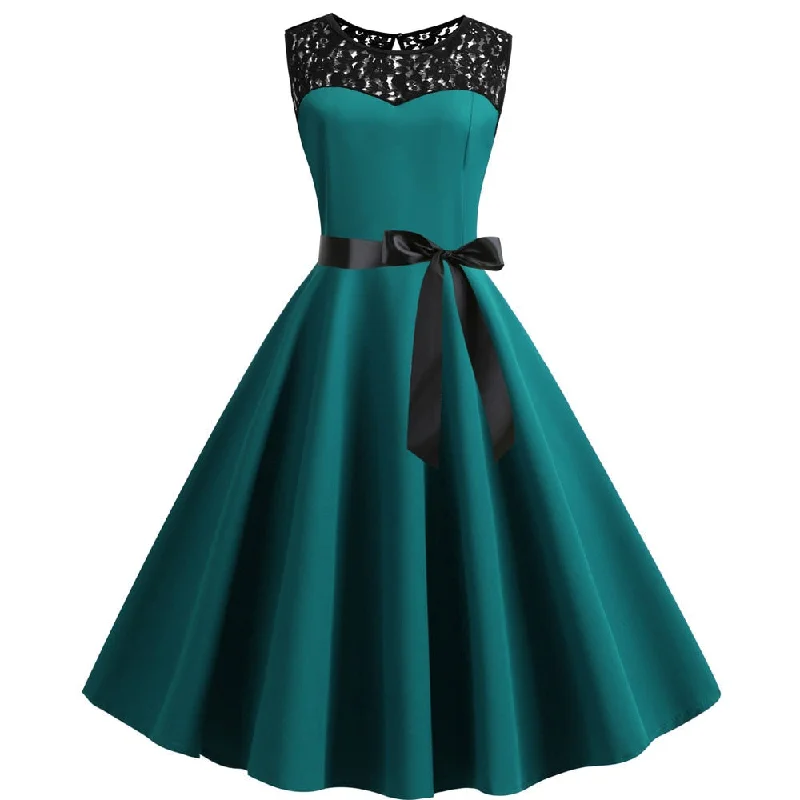 Sale Alert – Get Ready to Shop!BerriesJam - 2024 Slash Neck Lace Swing Rockabilly Party Midi Dress