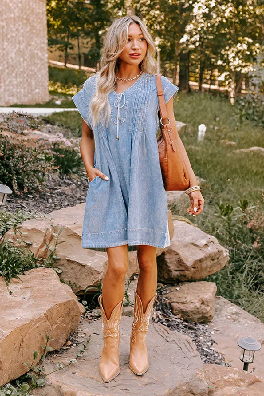The Sale You’ve Been Waiting For!Small Town Cafe Chambray Mini Dress