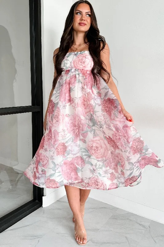 Time to Snag a Bargain!Stay Rosy Floral Midi Dress (Berry Floral)
