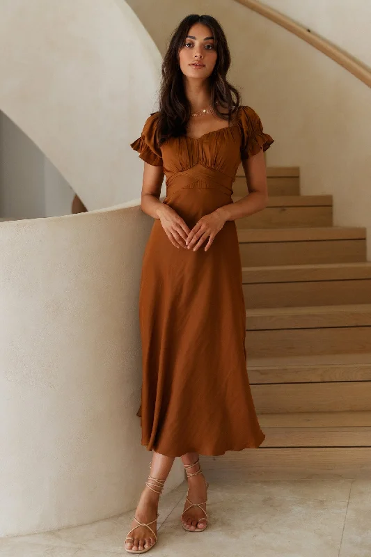 Crazy Discounts Inside!Sumatra Midi Dress Brown