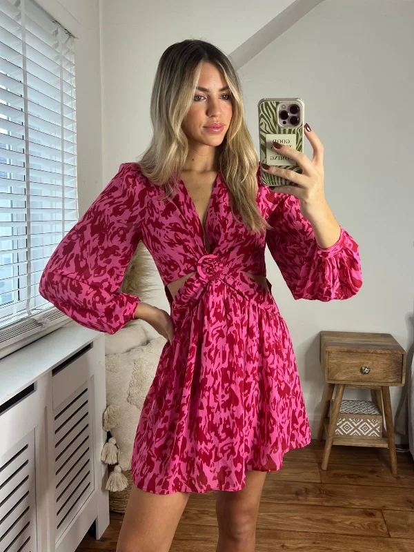 Your Exclusive Offer Awaits!Tasha Cut Out Mini dress / Pink Animal
