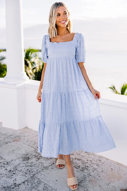 Limited Edition, Limited Price!Think About It Light Blue Midi Dress