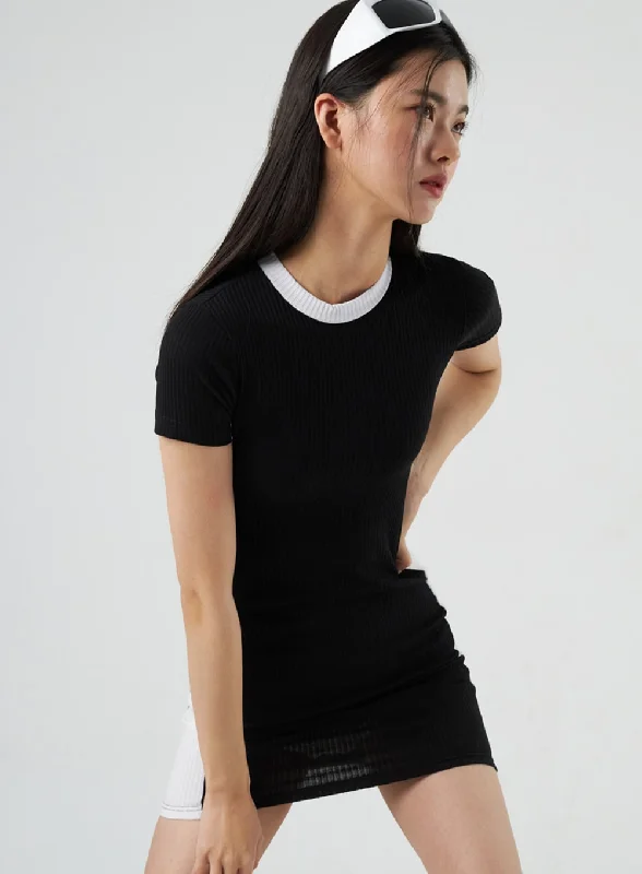 Your Favorite Sale is Back!Two Color Knit Mini Dress IY318