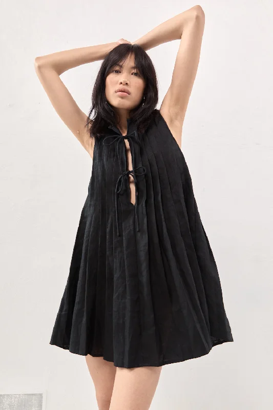 Savings You Can’t Ignore!Valeria Linen Mini Dress Black