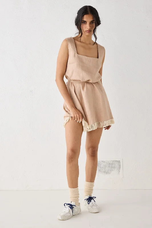 Save Up to 50% Off!Verve Linen Mini Dress Blush