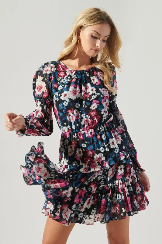 Your Wallet Will Thank You!Wild Floral Bubble Sleeve Ruffle Mini Dress