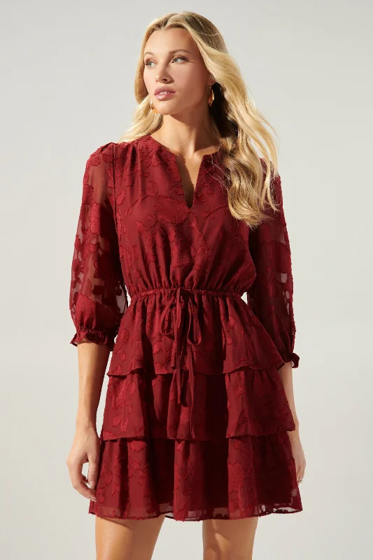 Get It Before It’s Gone!Yours Truly Floral Burnout Ruffle Layer Dress